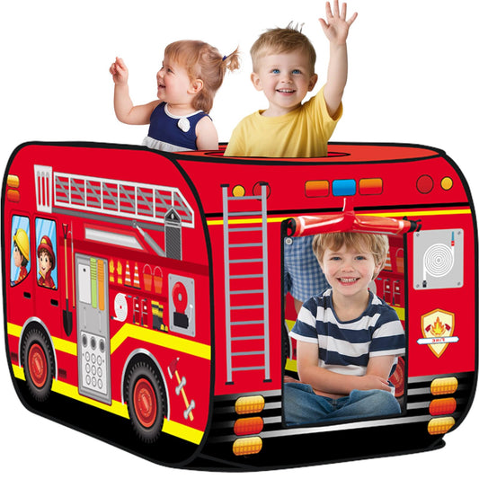 Dolanus Fire Truck Play Tent setup view for quick, tool-free assembly