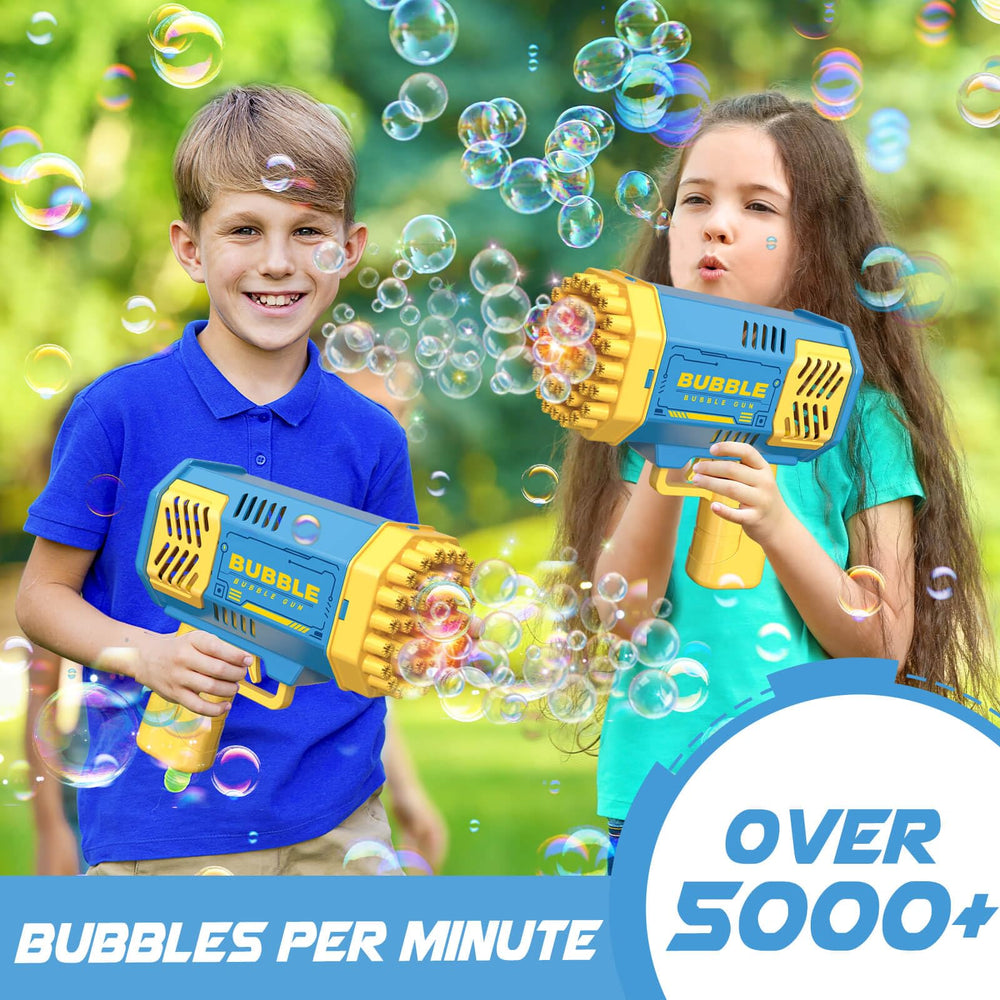 Dolanus LED-light-up bubble gun glowing during playtime for captivating nighttime fun.