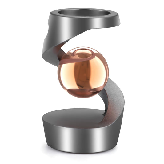 Dolasev kinetic desk toy in grey rose gold, smooth spin for focused work