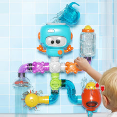 DOLIVE bath toys assembly kit showing assembly and play setup for STEM learning
