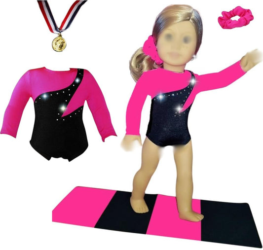 Doll Connections sparkling rhinestone leotard for 18-inch dolls, ideal for stage-ready looks.