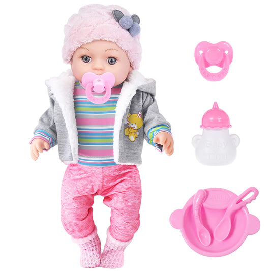 Dollbie 12-inch baby doll with rosy cheeks and blue eyes for lifelike pretend play.