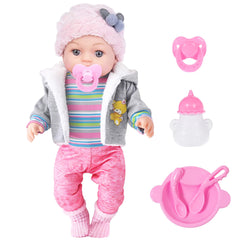 Dollbie 12-inch baby doll with rosy cheeks and blue eyes for lifelike pretend play.