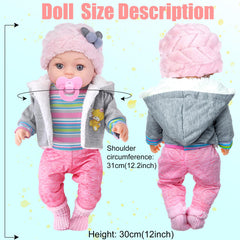 Dollbie four accessories including hat, booties, and pacifier for varied nurturing play.