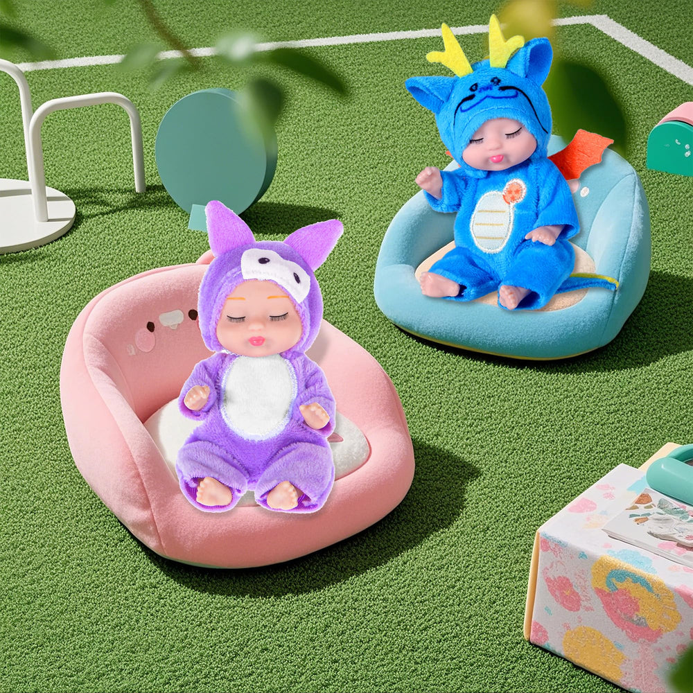 Dollbie 4-inch dinosaur doll sparks storytelling with durable construction.