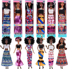 Dollbie African American dolls six-pack with mix-and-match outfits for imaginative play.