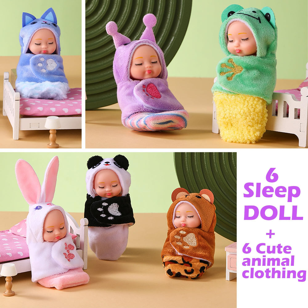 Dollbie romi mini doll with sleeping bag for imaginative adventures.