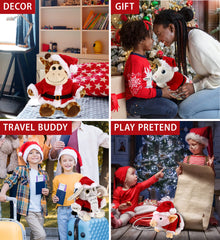 DolliBu large Santa clothes set on plush bear, turns toys into festive companions.
