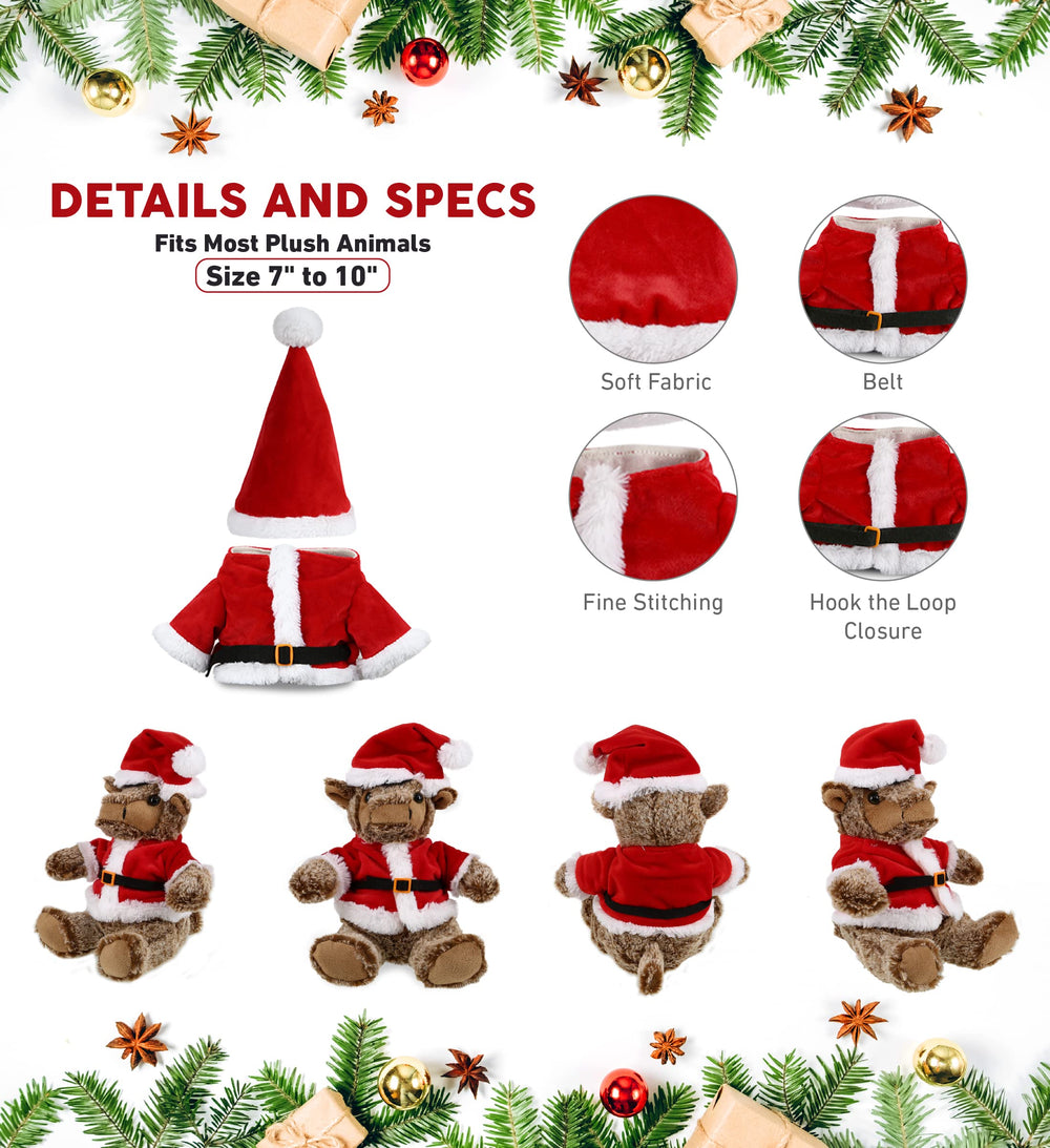 DolliBu Santa jacket with belt for teddy bears, easy holiday transformation.