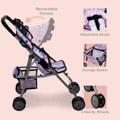 Dolls To Play Baby Doll Stroller blue foldable frame for easy storage after playtime