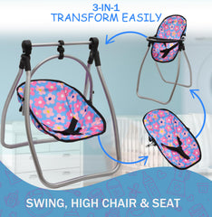 Dolls To Play convertible high chair seats dolls safely during play meals.