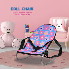 Dolls To Play retractable canopy blue floral, adds shade during pretend outings.