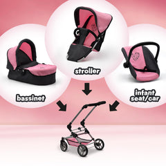 Dolls To Play swiveling wheels enable smooth maneuvers during playtime.