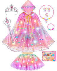 DOLNOW princess dress up set with light-up cape, ideal for imaginative play.