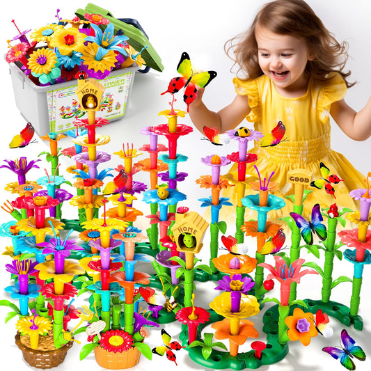 Doloowee 238pcs Flower Garden assembly kit fuels imaginative play and early STEM skills.