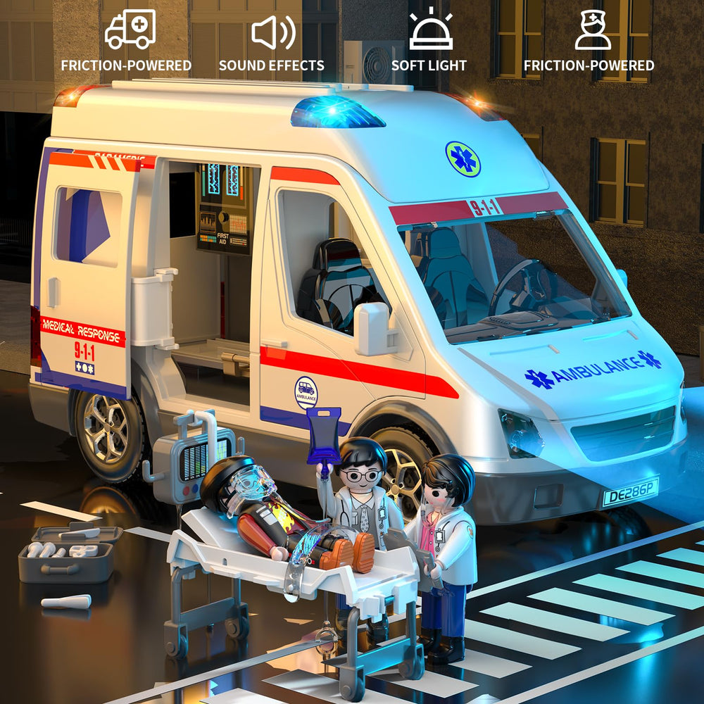 Doloowee ambulance toy truck doors open for realistic access
