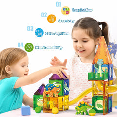 Doloowee Triceratops magnet tile supports open-ended play and pattern recognition.