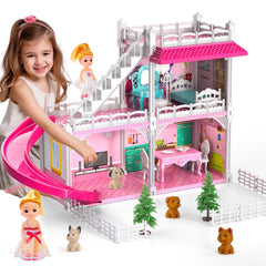 Doloowee DIY Dollshouse 2-story design promotes imaginative play and layout variety.