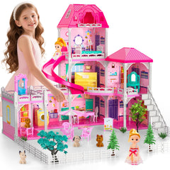 Doloowee dollhouse with seven themed rooms ready for imaginative play.