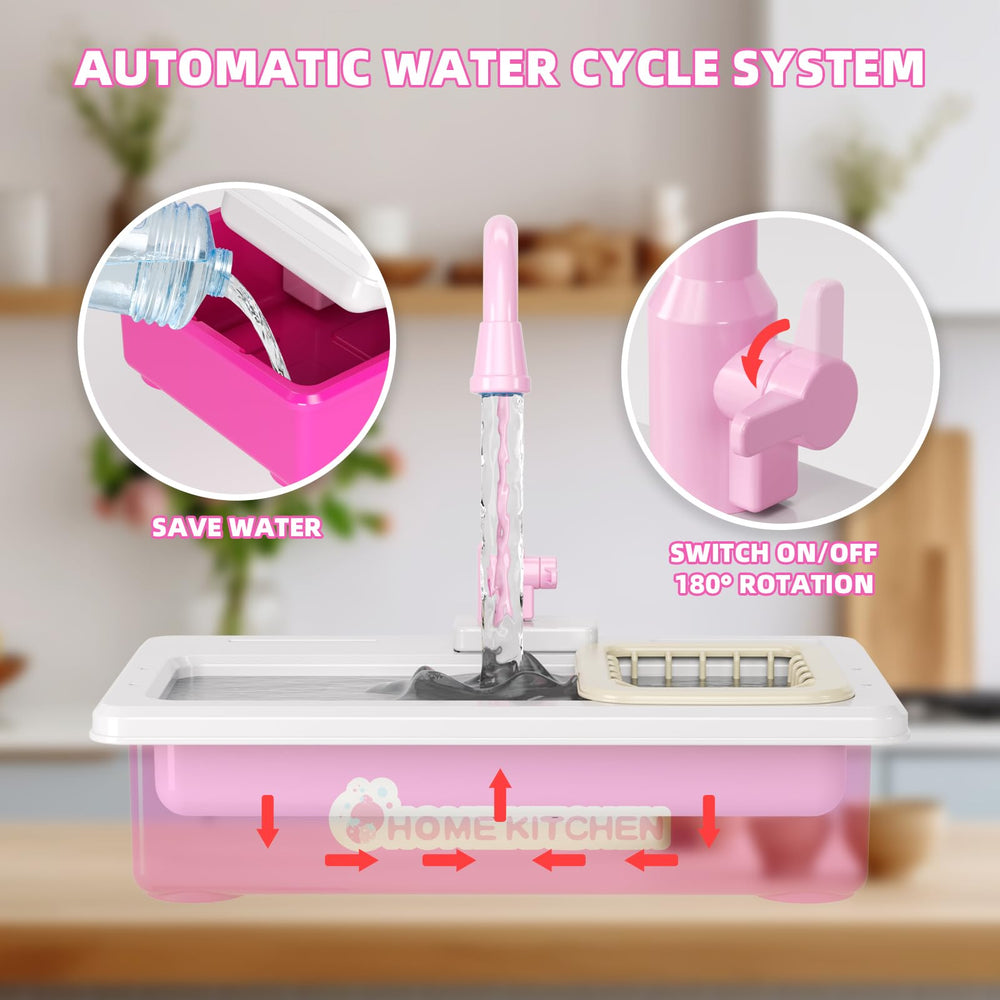 Doloowee kitchen sink base and faucet playset encourages imaginative pretend cooking and organization.
