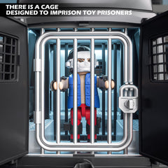 Doloowee police car toy truck interior storage space for accessories and figures.