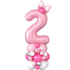 Domgoge 40-inch pink number 2 balloon tower for dramatic birthday decor