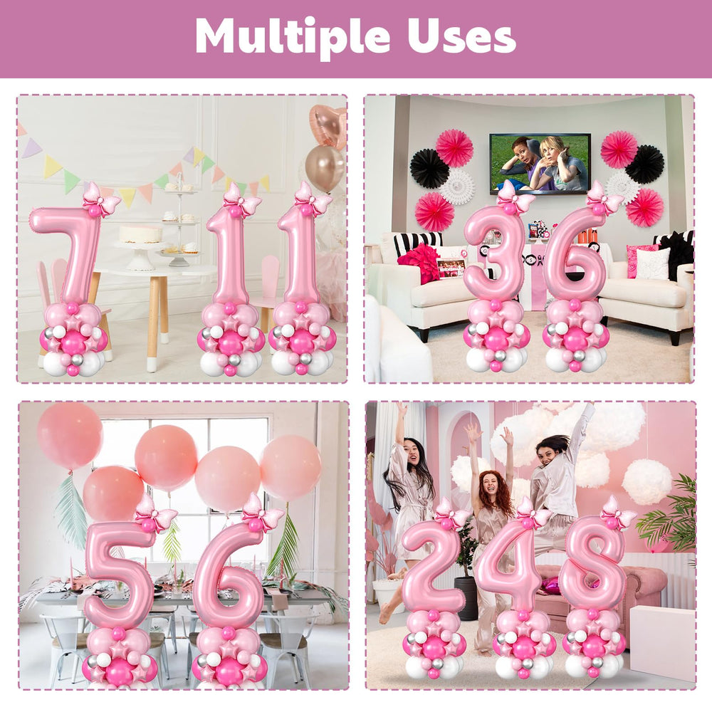 Domgoge 5-inch balloons in metallic silver, rose red, pink, and white.