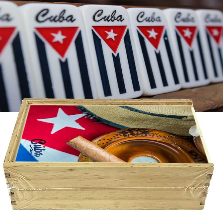 Domino Cubano Doble Nueve with Cuban flag back, ideal for lively game nights.
