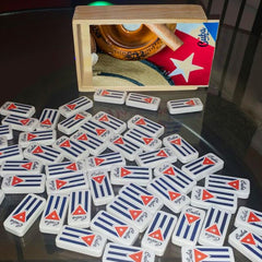 Domino Cubano Doble Nueve set in box, ready for display.