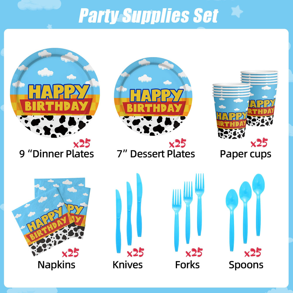 Domment cow-cloud 6-inch plates add dessert charm to celebrations.
