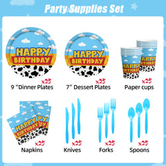 Domment cow-cloud 6-inch plates add dessert charm to celebrations.