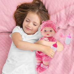 DONTNO baby doll with two bottles—practice feeding and nurturing moments.