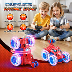 Doodays Spider RC car performing a 360 flip stunt during playtime