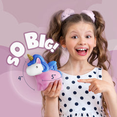 Finished DOODLE HOG unicorn squishy ready for display.