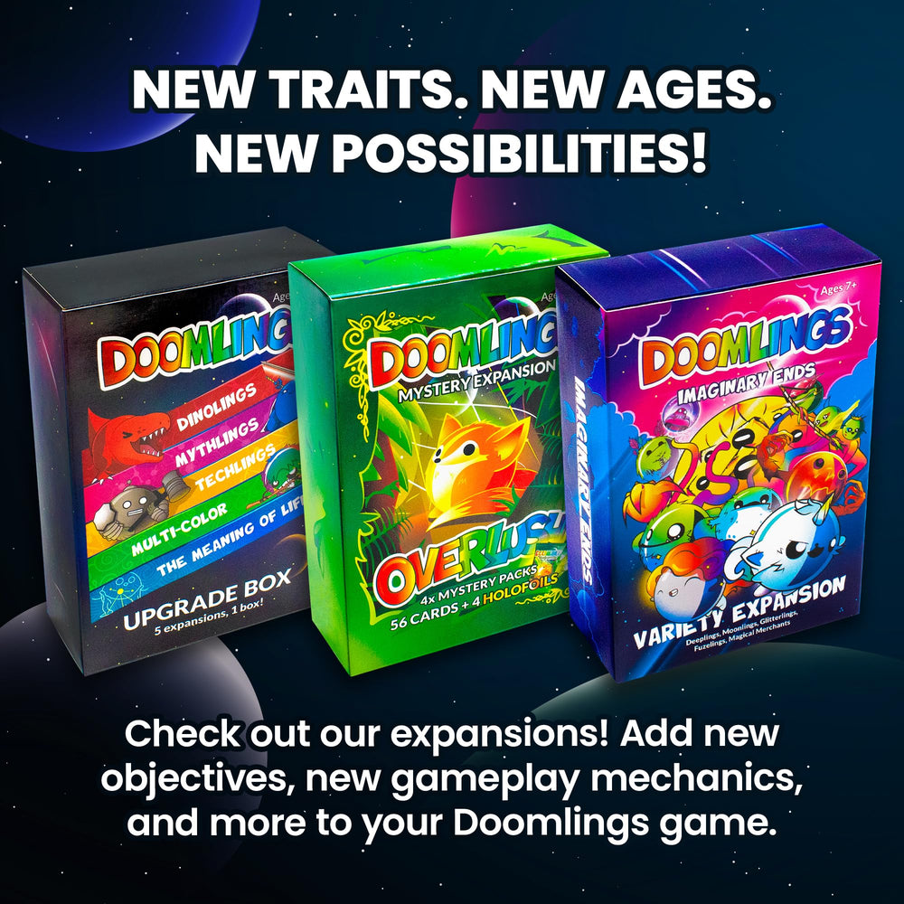 Doomlings base edition box contents with 167 unique cards