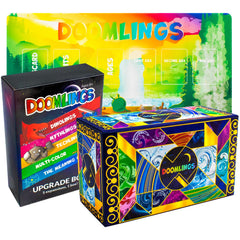 Doomlings base game cards spread, showcasing 167 unique cards for endless replayability.
