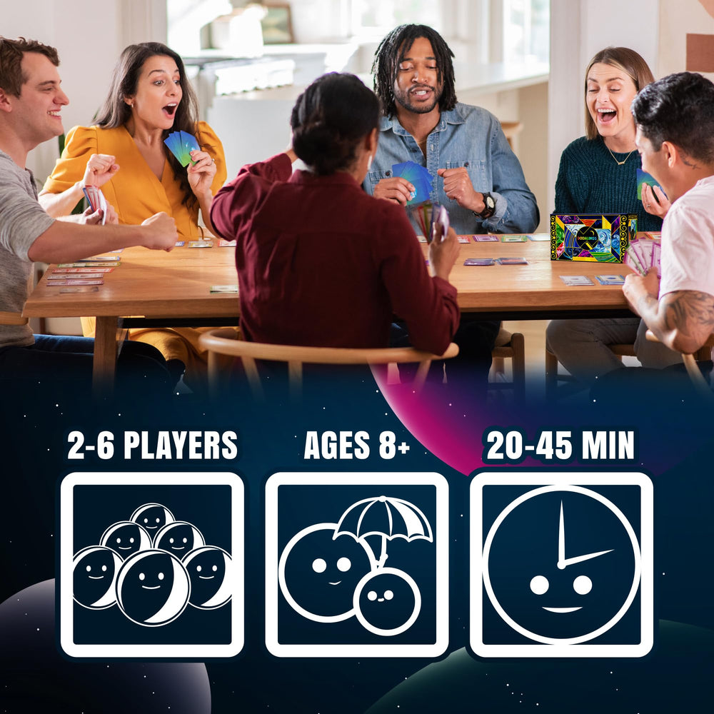 Doomlings family game night image, with players enjoying light chaos and smiles.