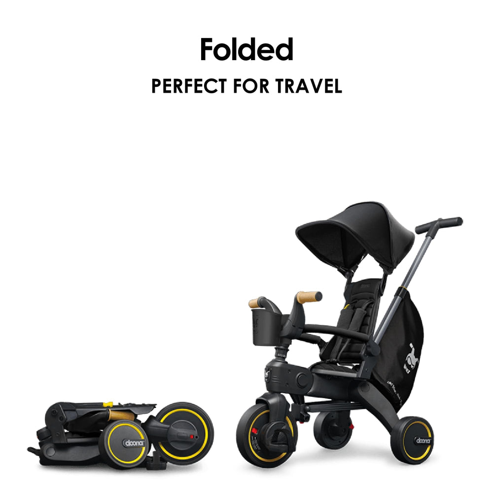 Soft-ride wheels glide smoothly on DOONA Liki Trike S5 Nitro Black