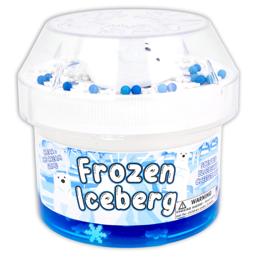 Dope Slimes Frozen Iceberg slime in durable screw-top jar showcasing packaging and size