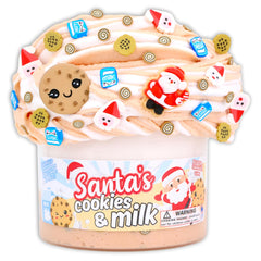 Dope Slimes Santa's Cookies & Milk butter snowfizz slime in a jar, soft and stretchy sensory play.