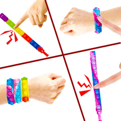 DOPWQAA wearable fidget bracelets on a wrist, emphasizing ease of cleaning.