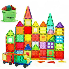 Dopyye magnetic tiles set—colorful shapes—encourages imaginative play and fine motor skills.