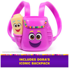 Backpack on Dora opens at the top when squeezed