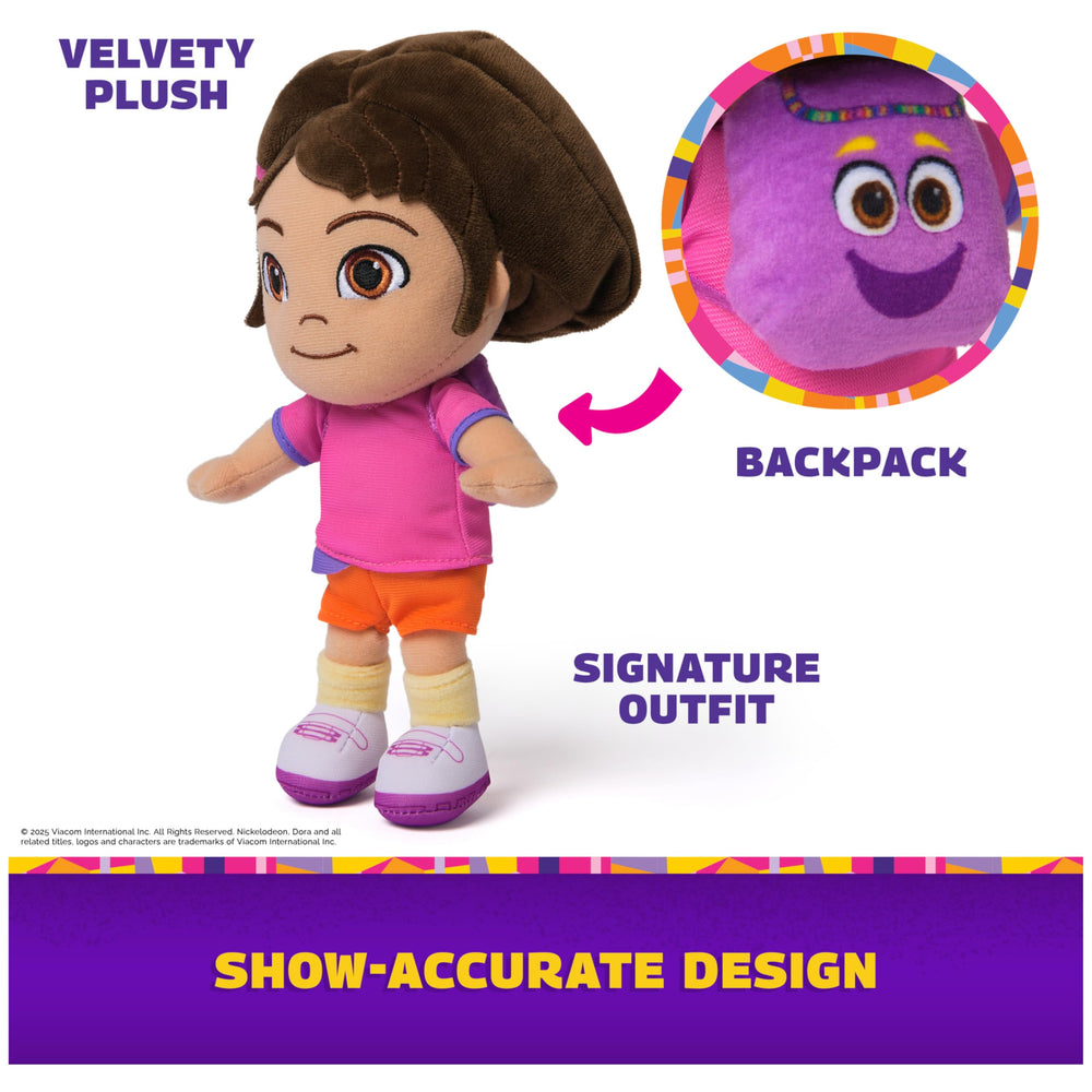 DORA plush doll with embroidered details for an authentic look.
