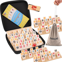 Doreimi Rummy Cube tiles (214) for family play and travel-ready fun.
