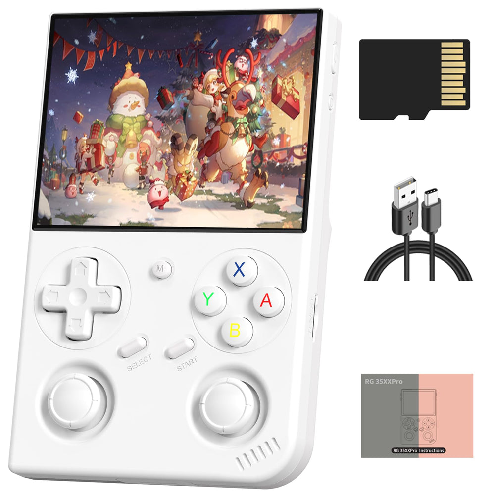 Doriteney RG35XX Pro IPS screen delivers crisp colors for immersive portable gaming.