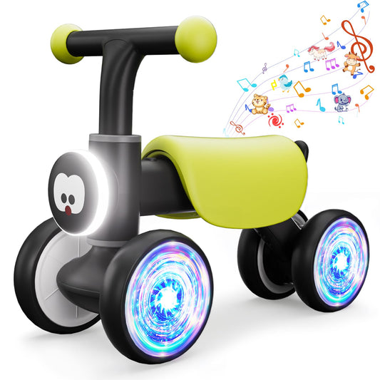 Doselie glow-wheel balance bike front view with colorful lights for early exploration.