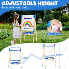 Doselie adjustable-height easel showing growth from 39 to 47 inches.
