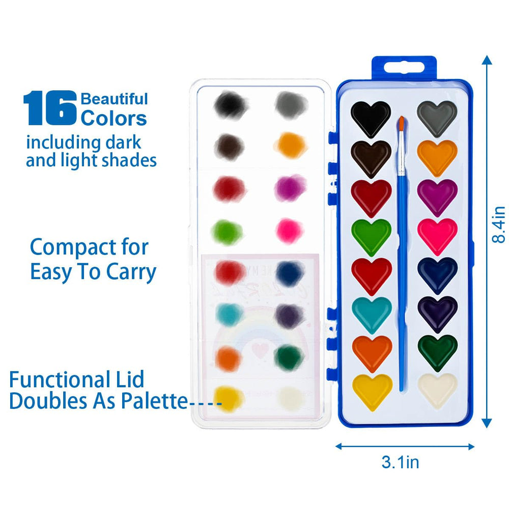 DOSEWART Heart Watercolor Set includes high-quality brush for easy painting.