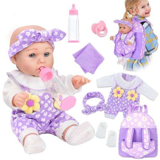 DOTVOSY 12-inch flower-pattern doll ready for imaginative play and cuddles.